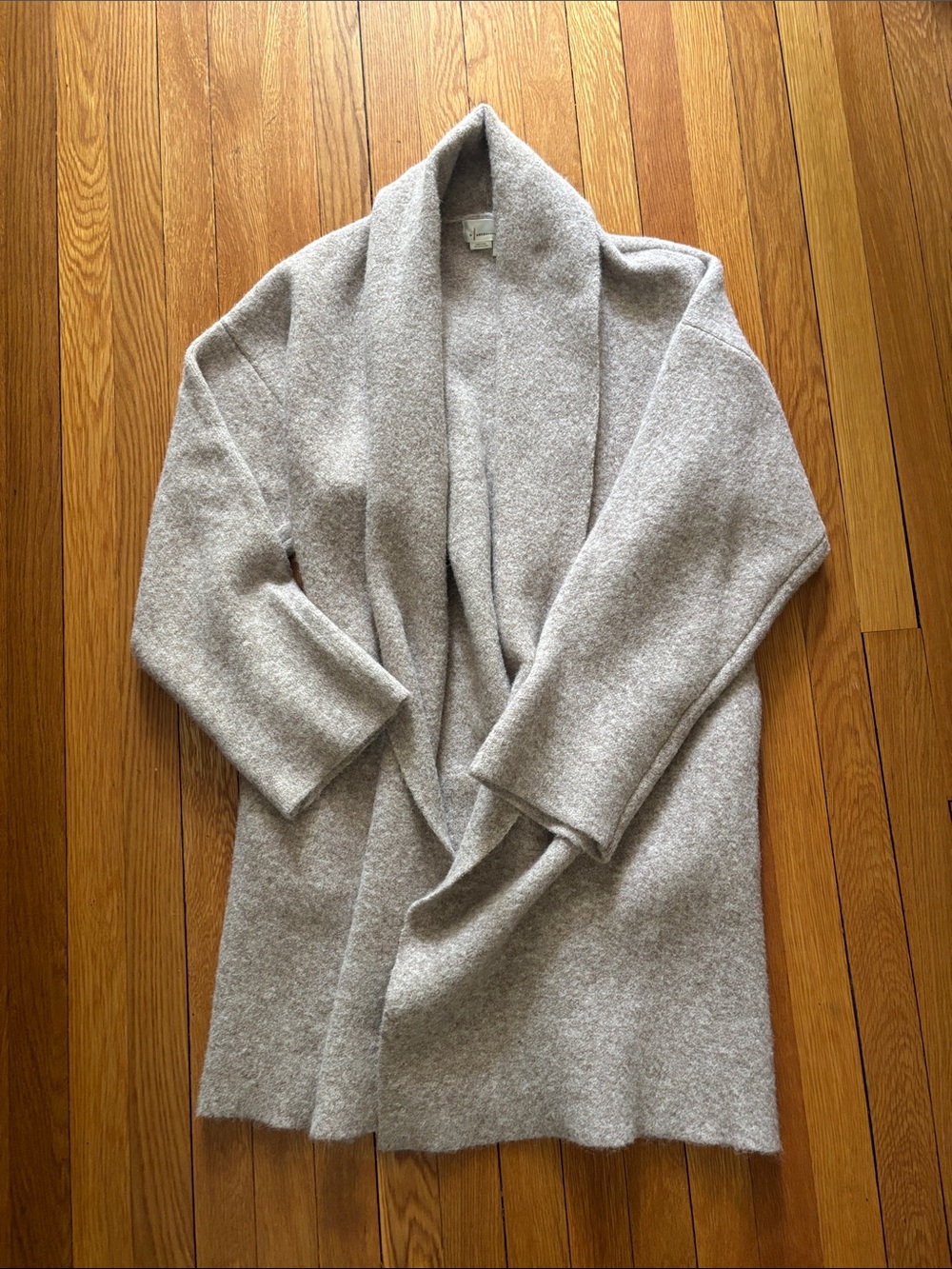 Anthropologie Cozy Open-Front Wool Blend Cardigan - Neutral Taupe